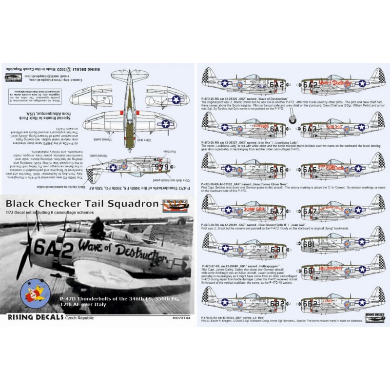 1/72 Decal Black Checker Tail Sqdr.(6x camo)Decal set including 6 camouflage schemes – Collection