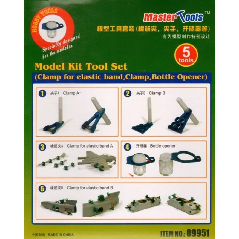 Bouteille – Model Kit Tool Set – Clamp for elastic band, Clamp, Opener