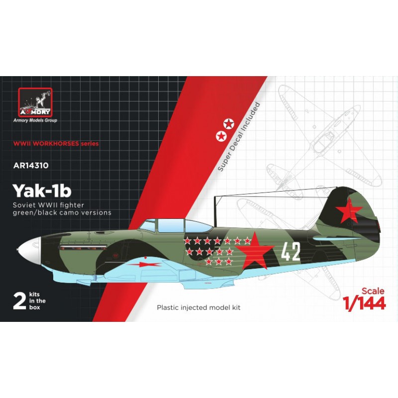 Yakovlev Yak-1b early (schéma de camouflage vert-noir), chasseur soviétique de la Seconde Guerre mondiale, 2 kits dans la boîte – Collection