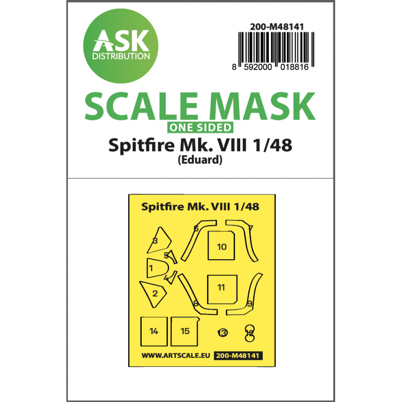 Supermarine Spitfire Mk.VIII one-sided express fit mask(designed to be used with Eduard kits)1/48 – Collection