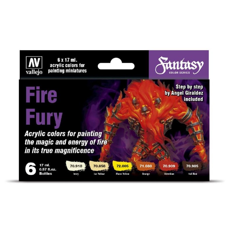 6 couleurs acryliques 17 ml – Vallejo Color: Set de peinture Fire Fury