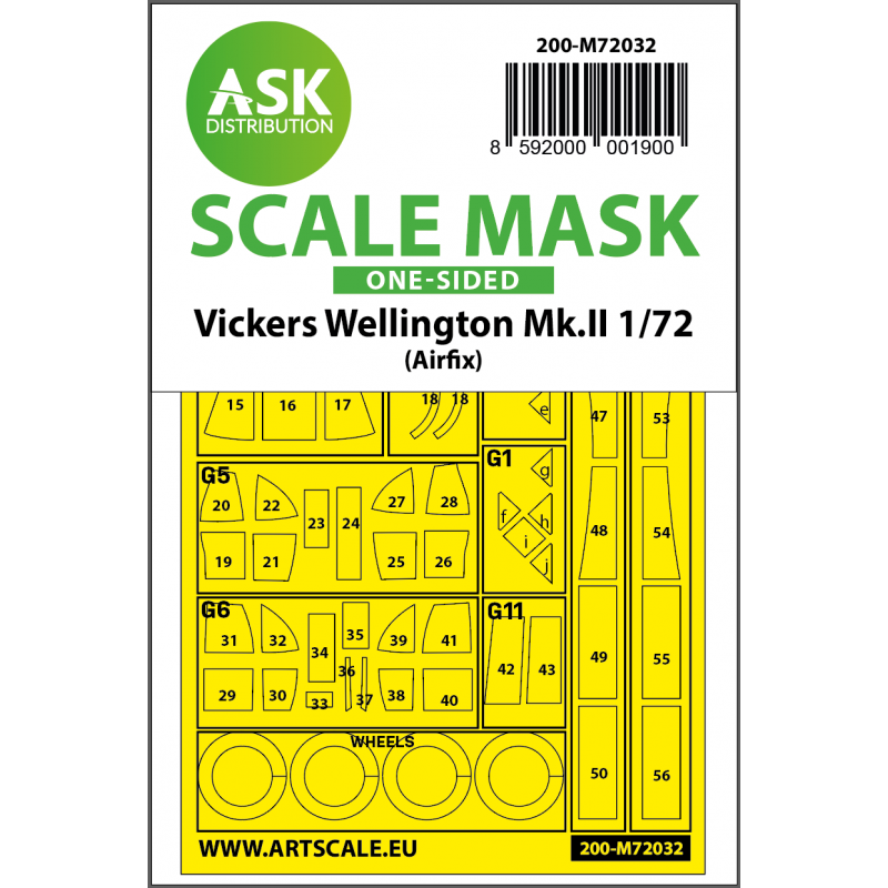 Masque de peinture extérieur Vickers Wellington Mk.II (conçu pour être utilisé avec les kits Airfix) – Collection