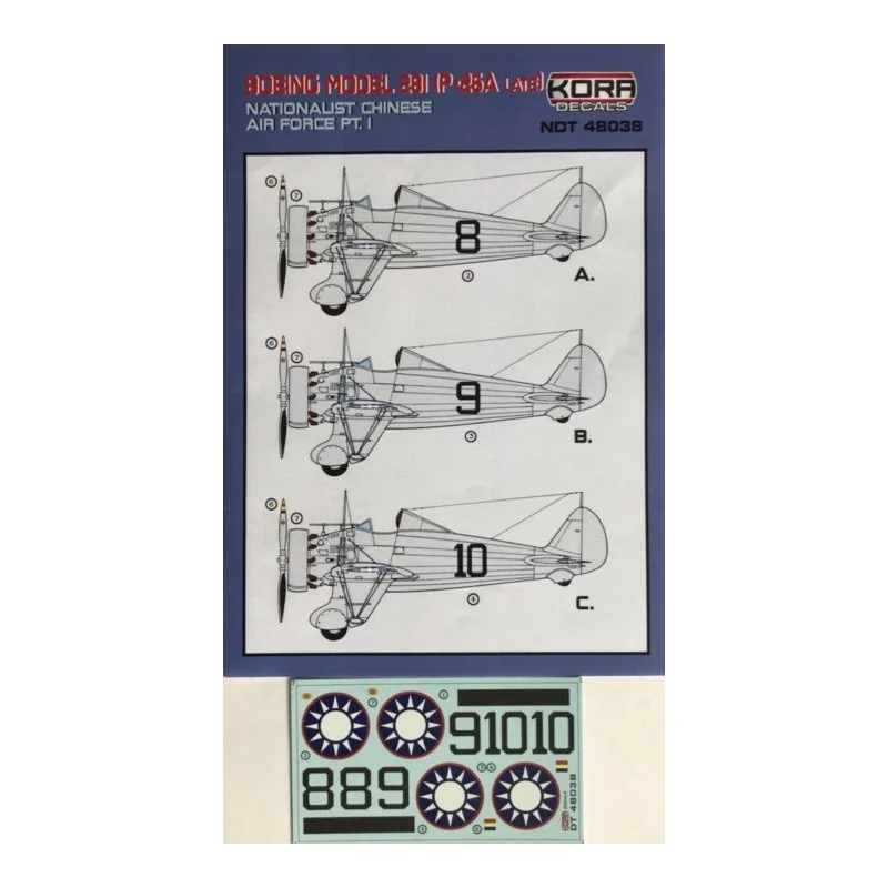 Décal Boeing modèle 281 (P-26A en retard) Nationalist Chinese AF Part 1 – Collection