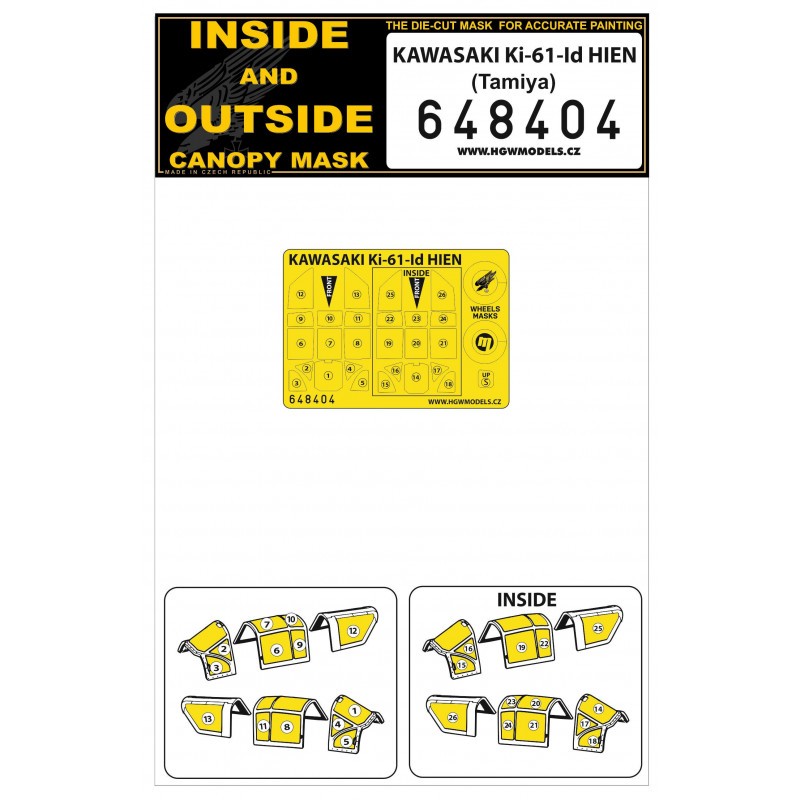 Masque de peinture de canopée Kawasaki Ki-61-Id HIEN (intérieur et extérieur) (conçu pour être utilisé avec les kits Tamiya) – Collection