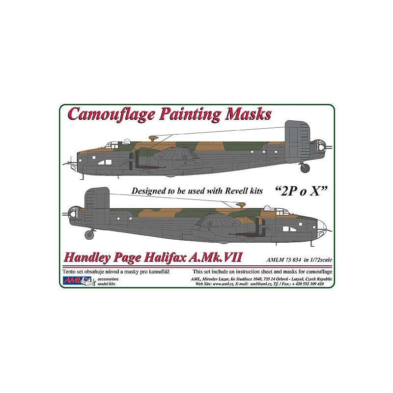 Masque de peinture à motif camouflage Handley-Page Halifax Mk.VII 2P o X (conçu pour être utilisé avec les kits Revell RV4936)[M – Collection