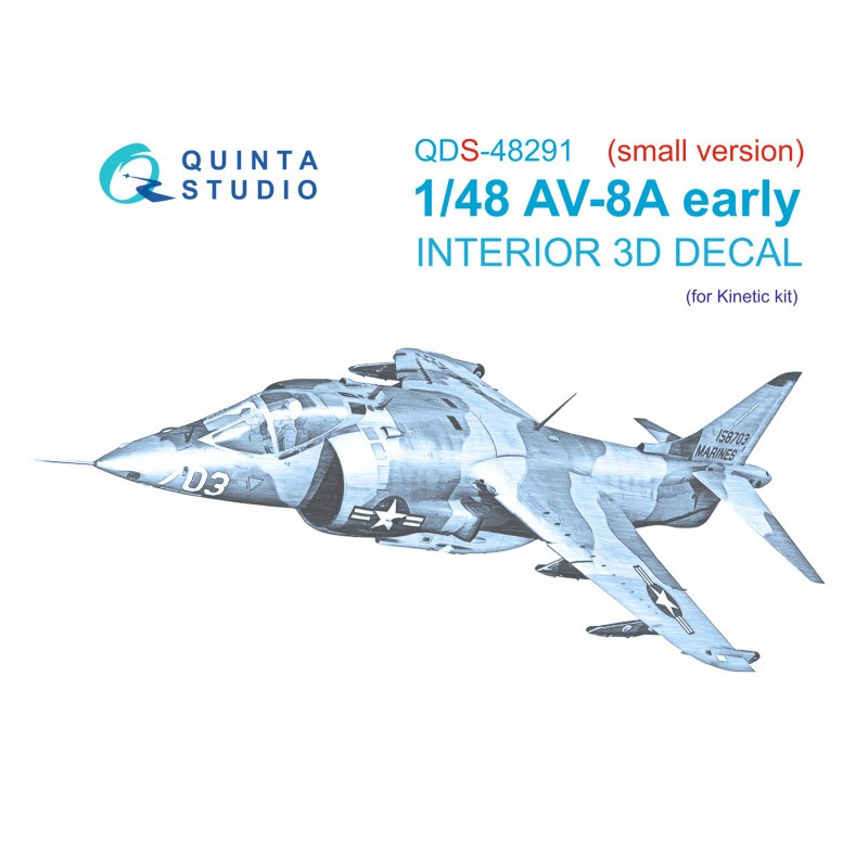 McDonnell-Douglas AV-8A Early 3D-Printed & coloured Interior on decal paper (designed to be used with Kinetic ) (SMALL – Maquette