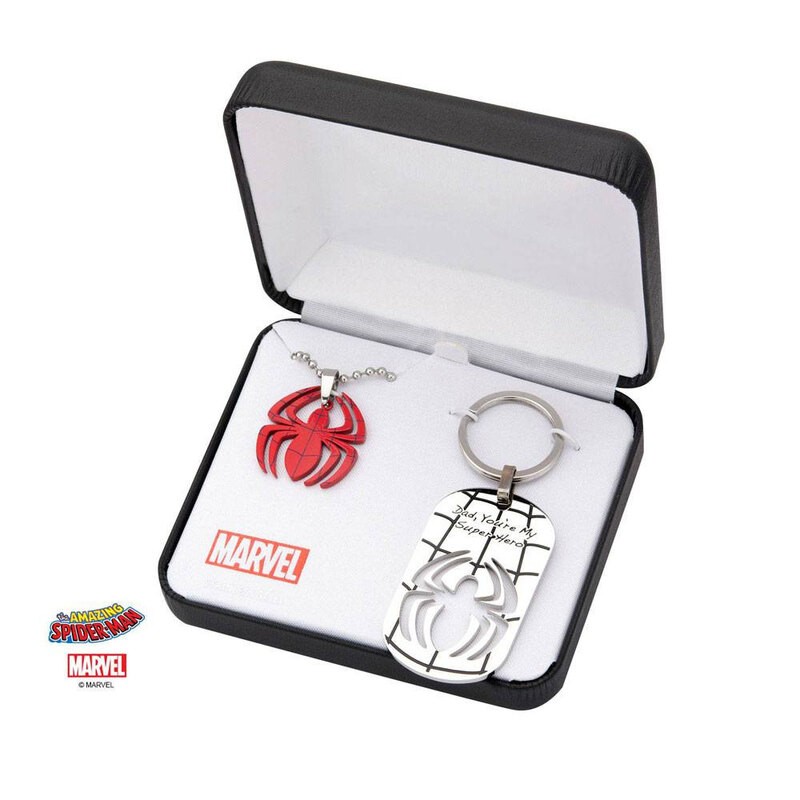 Collier Spider-Man chaînette et acier inoxydable Superhero – Porte-clés
