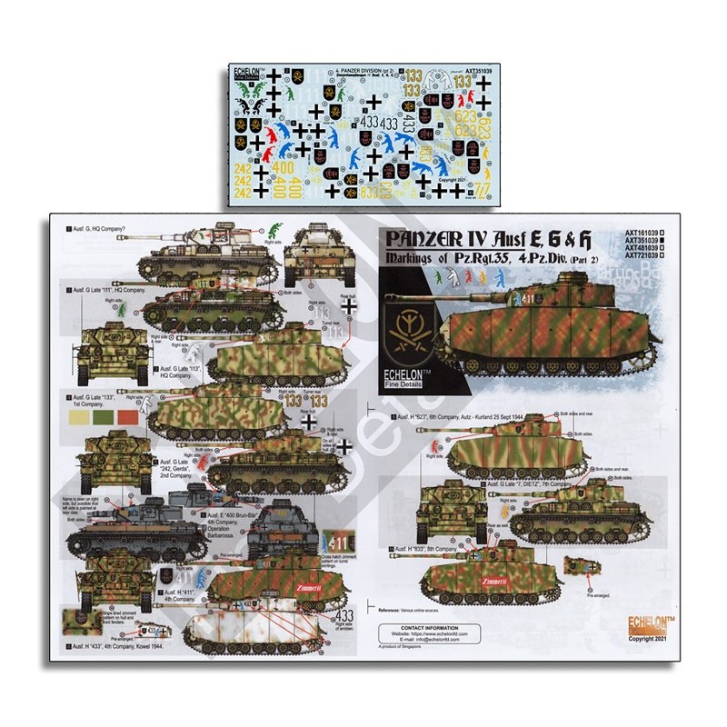 Décal 4. Pz.Div. Panzer IV Ausf.E, Ausf.G & Ausf.H (Pt 2) – Collection