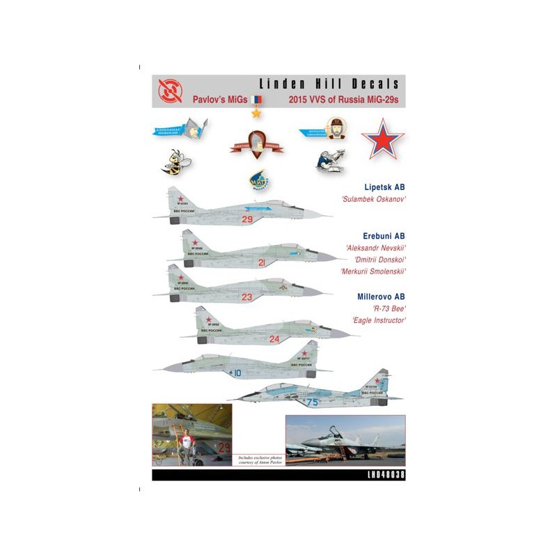 2015 VVS de Russie MiG-29 http://www.lindenhillimports.com/lhd48038.htm – Décal MiG de Pavlov