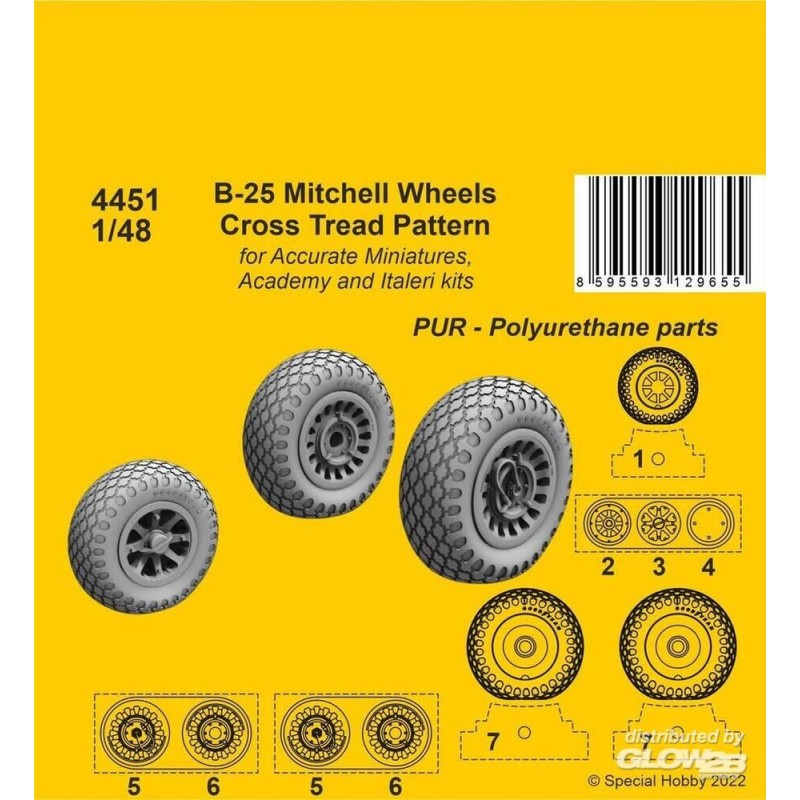 Accessoire B-25 Mitchell Roues/Modèle de bande de roulement croisé – Collection