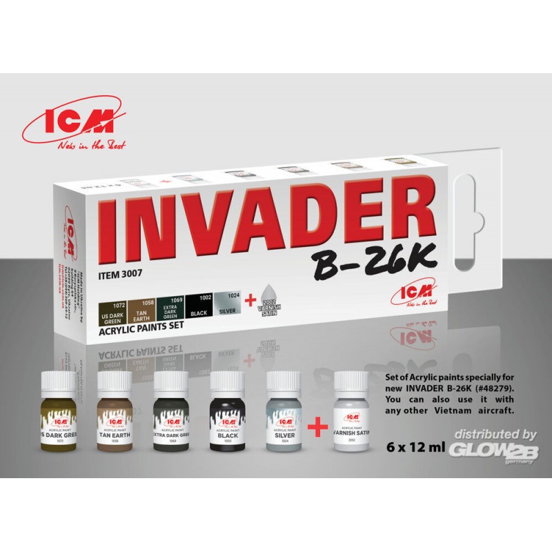 Accessoire Set de peinture acrylique pour Invader B-26K et autres avions du Vietnam 6 12 ml – Collection