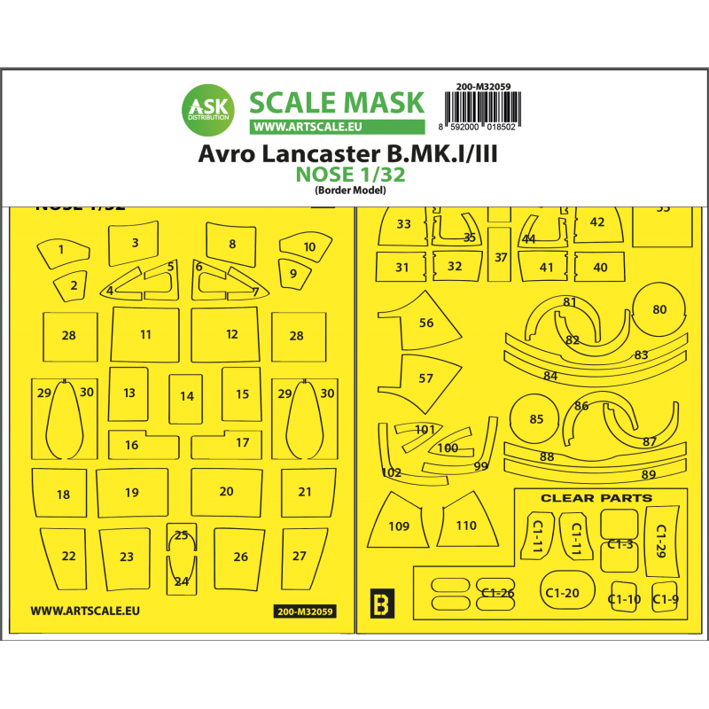 Accessoire Avro Lancaster Nose kit express self adhesive masks for Border Model – Collection